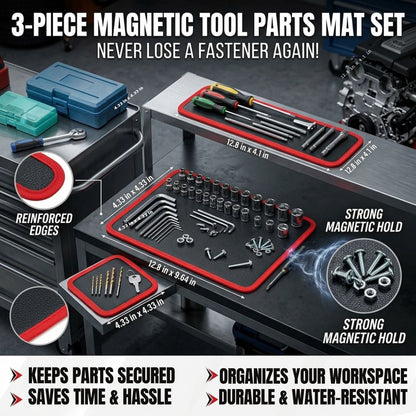 3-Piece Magnetic Tool Parts Mat Set