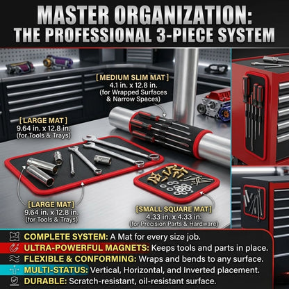 3-Piece Magnetic Tool Parts Mat Set