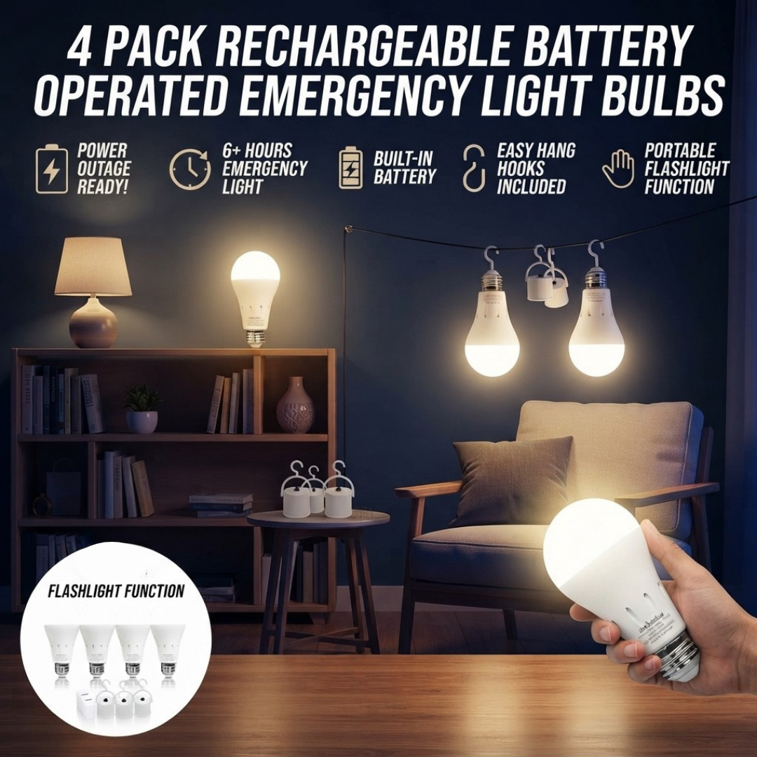 4 Pack Rechargeable Battery Operated Emergency Light Bulbs