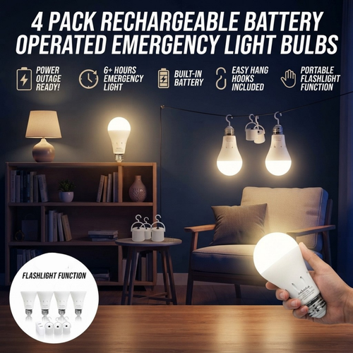 4 Pack Rechargeable Battery Operated Emergency Light Bulbs