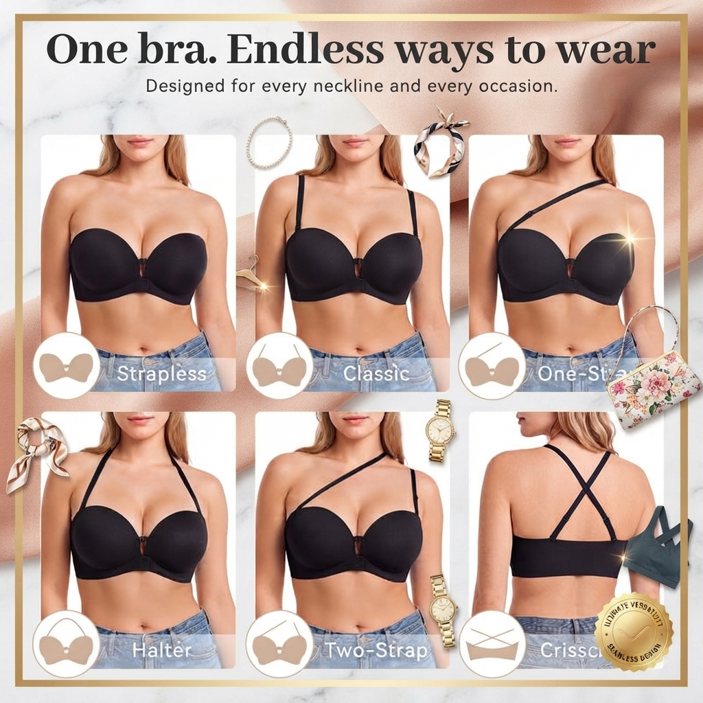 Womens Strapless Front Closure Push Up Bra