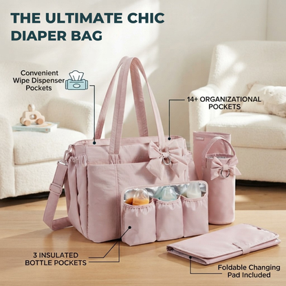 Crush Bow Large Travel Tote with Changing Pad