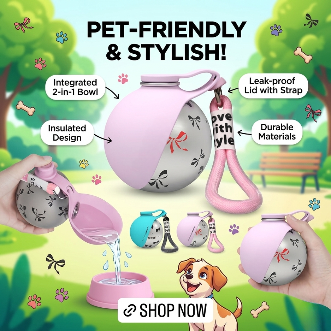 Stainless Steel 2-in-1 pet water bottle