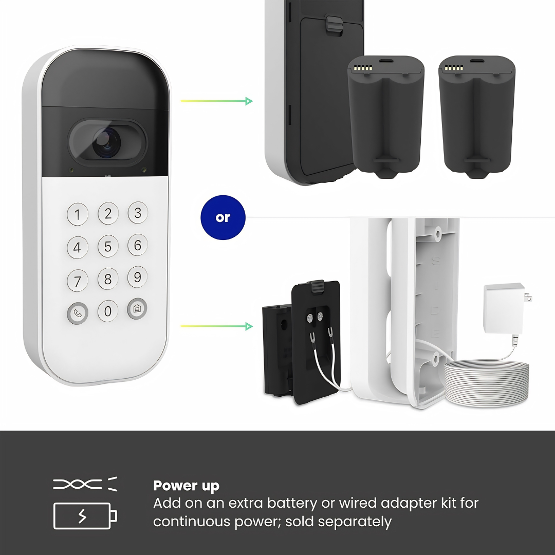 Smart Video Garage Keypad, with Wide-Angle Camera, Customizable PIN Code