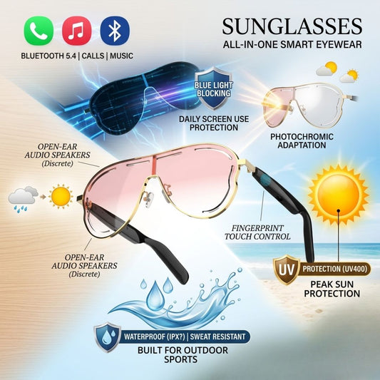 Smart Bluetooth 5.4 Sunglasses with Open-Ear Audio