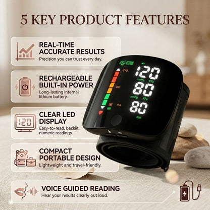 Smart Rechargeable Wrist Blood Pressure Monitor