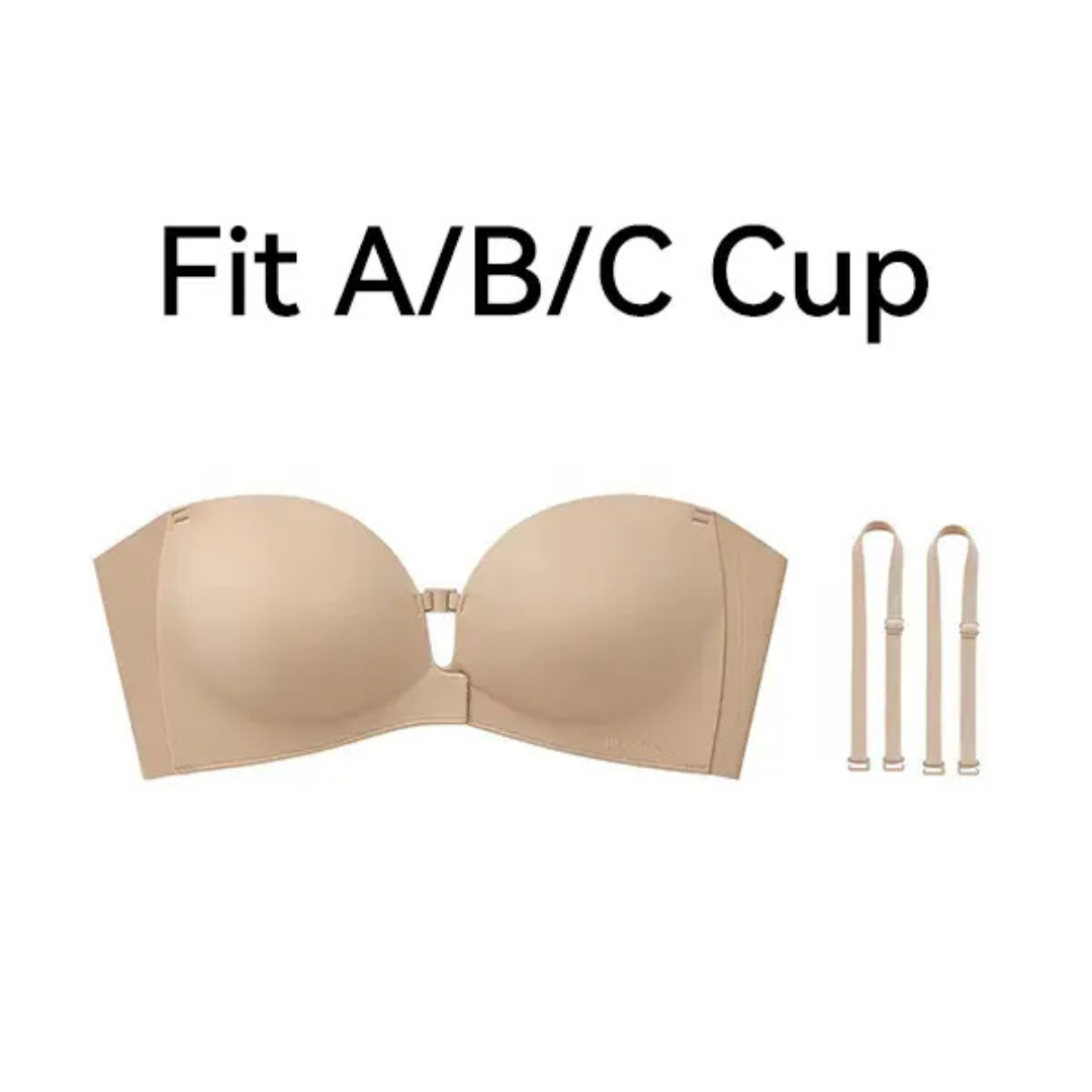 Womens Strapless Front Closure Push Up Bra
