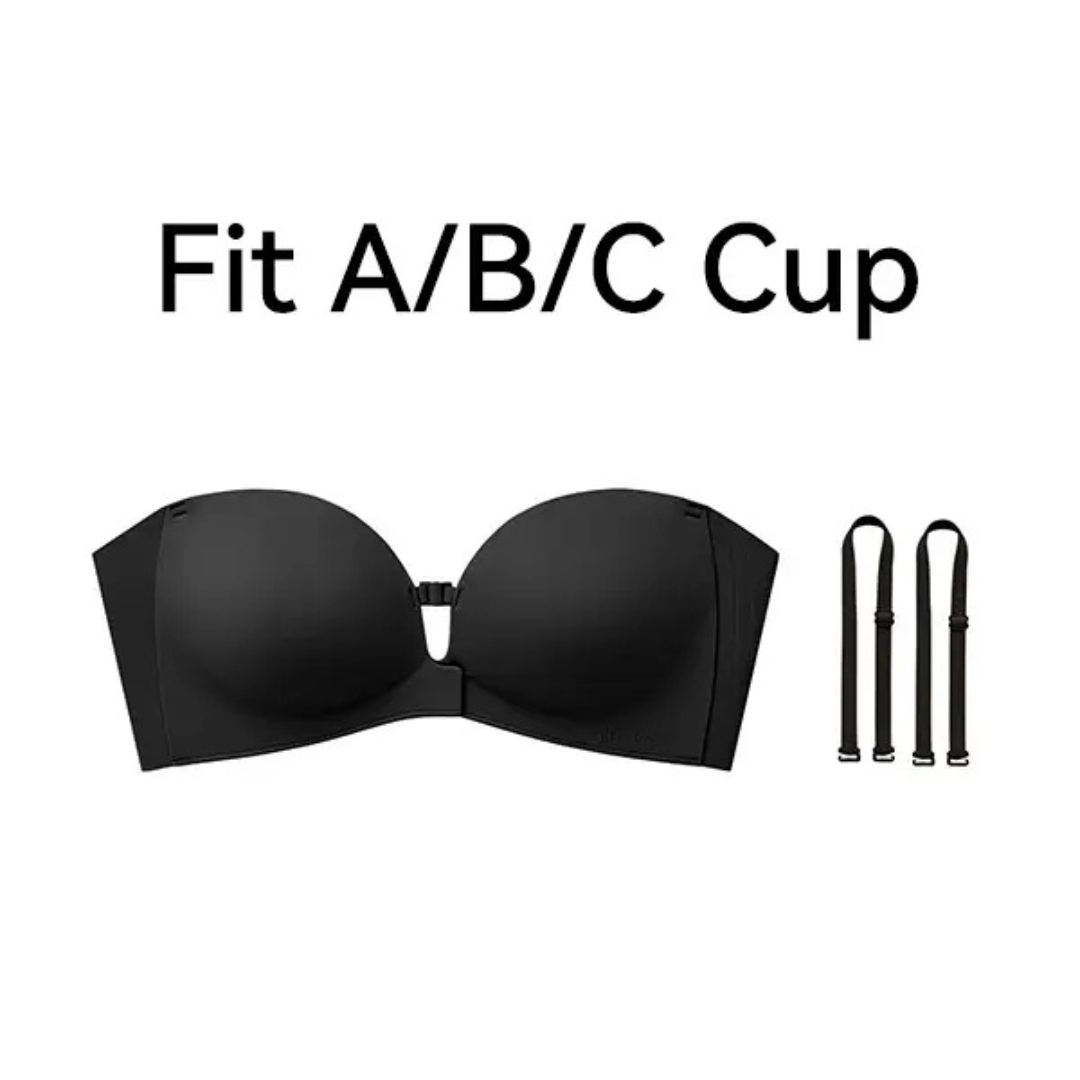 Womens Strapless Front Closure Push Up Bra